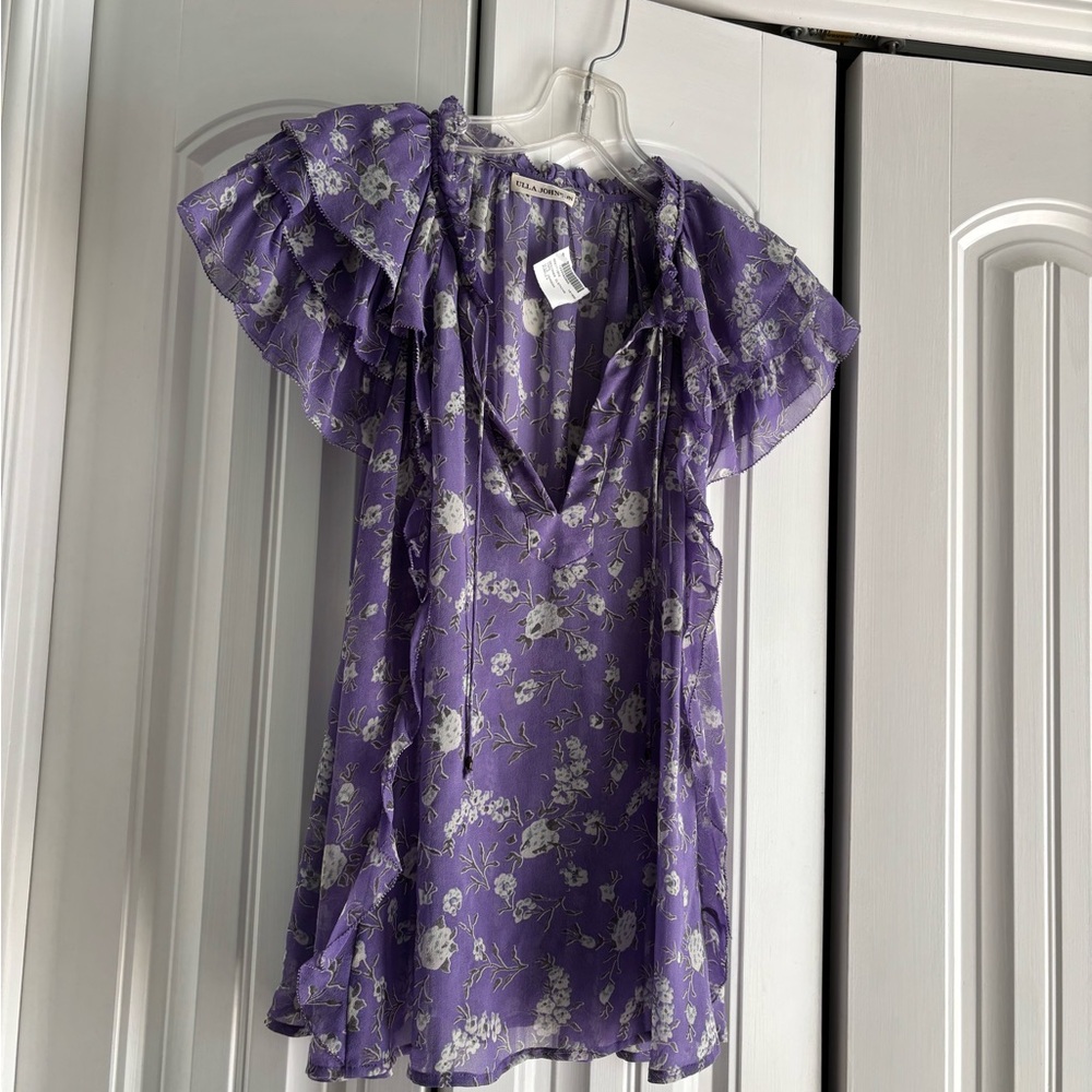 Ulla Johnson Silk Floral Ruffle top